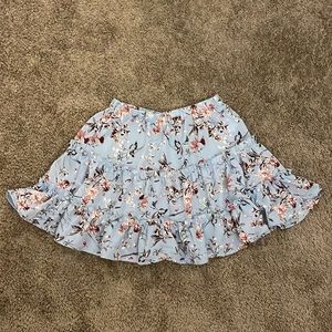 Ruffled, light blue, floral high waisted skirt.  Shein size S.